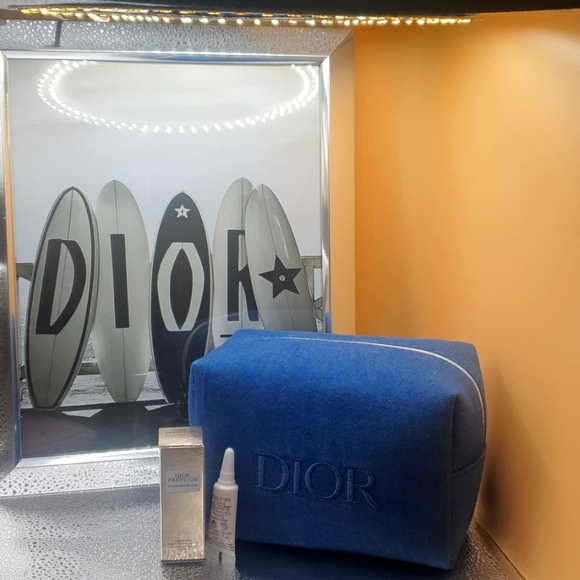 ❤💛 LIMITED Edition *Dior Denim Cosmetic Bag Makeup Bag Pouch  3pcs sets-New - Picture 1 of 7